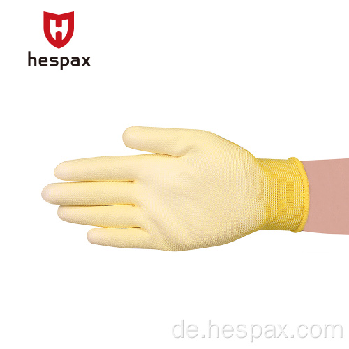 Hespax Antistatic Yellow PU Sicherheitsschutzhandhandschuh
